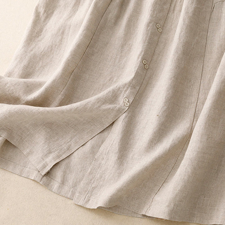 Jupe trapèze en coton avec poches et taille élastique et boutons style Buddha Stones