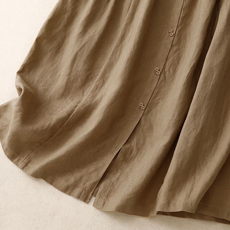 Jupe trapèze en coton avec poches et taille élastique et boutons style Buddha Stones - image 21