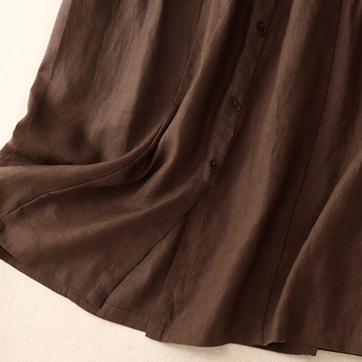 Jupe trapèze en coton avec poches et taille élastique et boutons style Buddha Stones - image 5