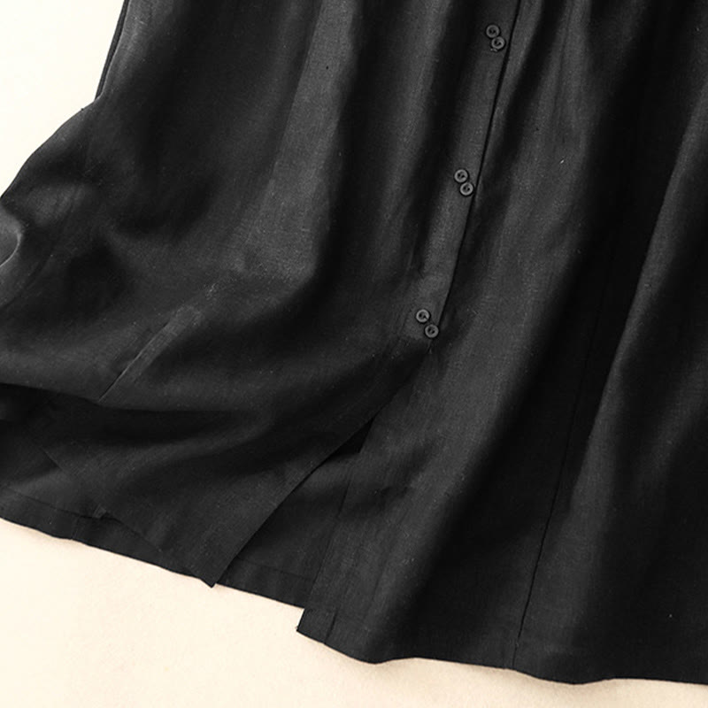 Jupe trapèze en coton avec poches et taille élastique et boutons style Buddha Stones - image 9