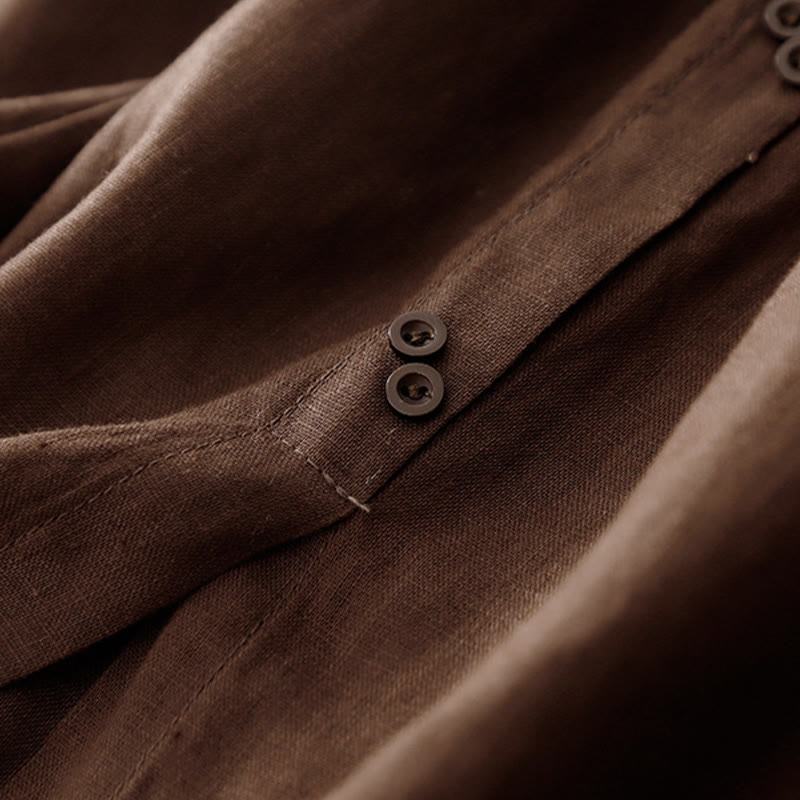 Jupe trapèze en coton avec poches et taille élastique et boutons style Buddha Stones - image 3