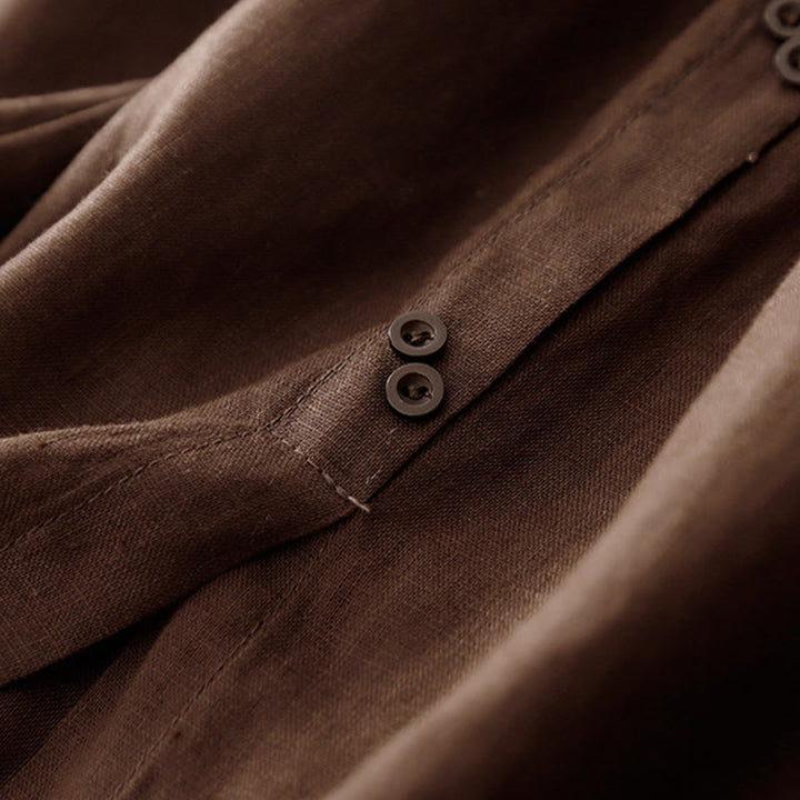 Jupe trapèze en coton avec poches et taille élastique et boutons style Buddha Stones - image 3