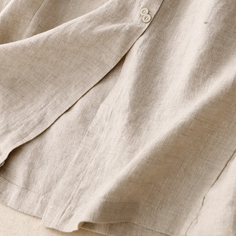 Jupe trapèze en coton avec poches et taille élastique et boutons style Buddha Stones