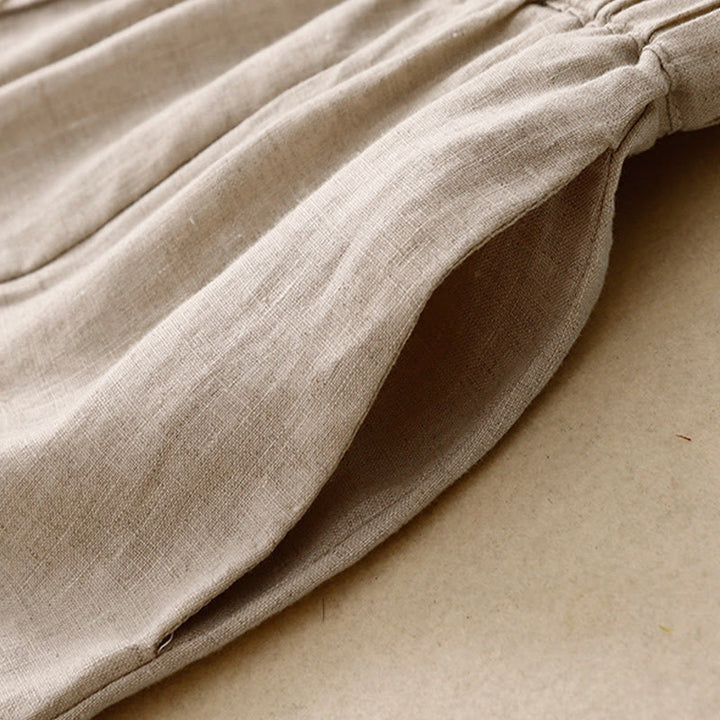 Jupe trapèze en coton avec poches et taille élastique et boutons style Buddha Stones