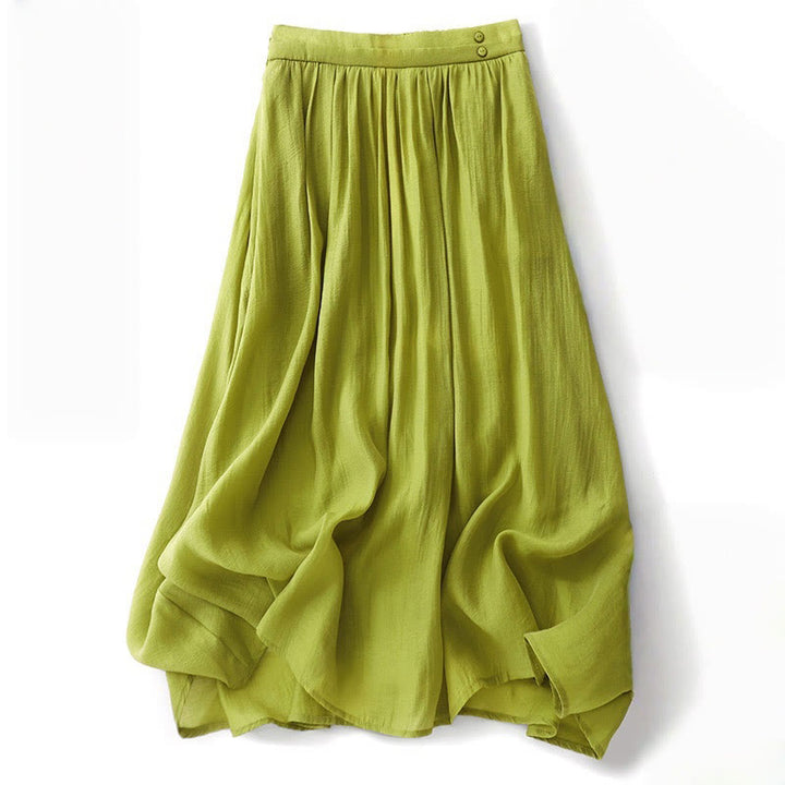 Jupe plissée simple à taille élastique avec poches pour femme Buddha Stones