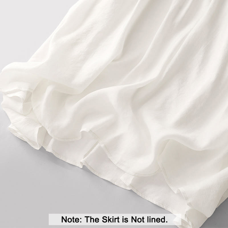 Jupe plissée simple à taille élastique avec poches pour femme Buddha Stones