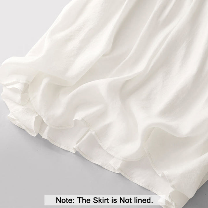 Jupe plissée simple à taille élastique avec poches pour femme Buddha Stones