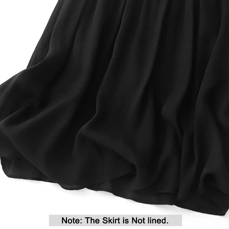 Jupe plissée simple à taille élastique avec poches pour femme Buddha Stones