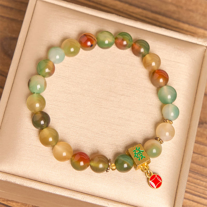 Bracelet Courage en Buddha Stones en Agate Paon Naturelle
