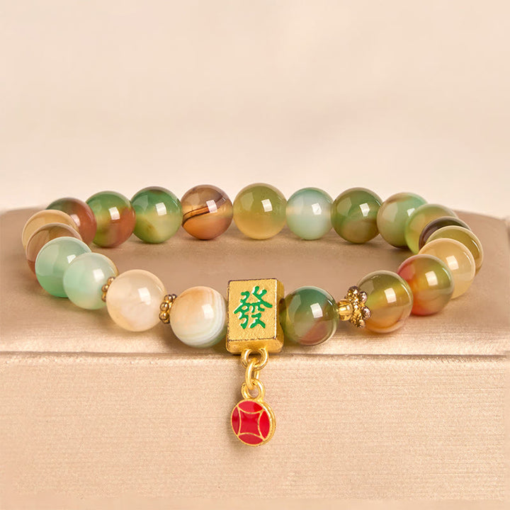 Bracelet Courage en Buddha Stones en Agate Paon Naturelle