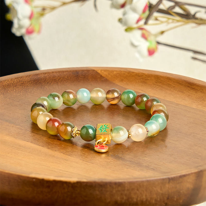 Bracelet Courage en Buddha Stones en Agate Paon Naturelle