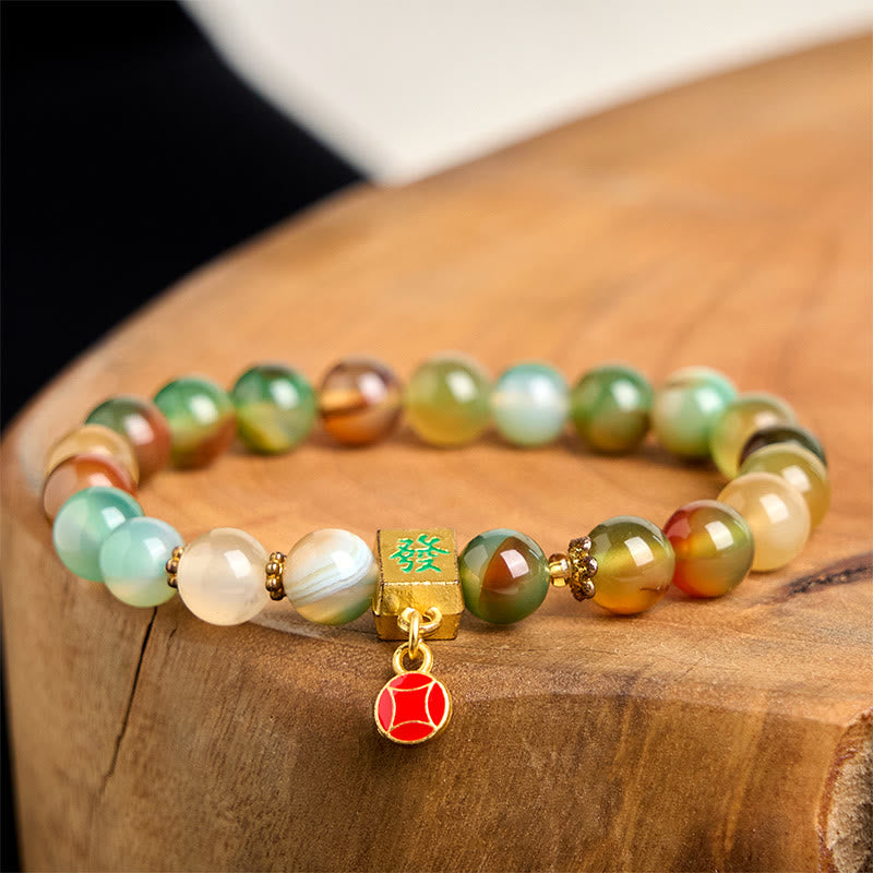 Bracelet Courage en Buddha Stones en Agate Paon Naturelle