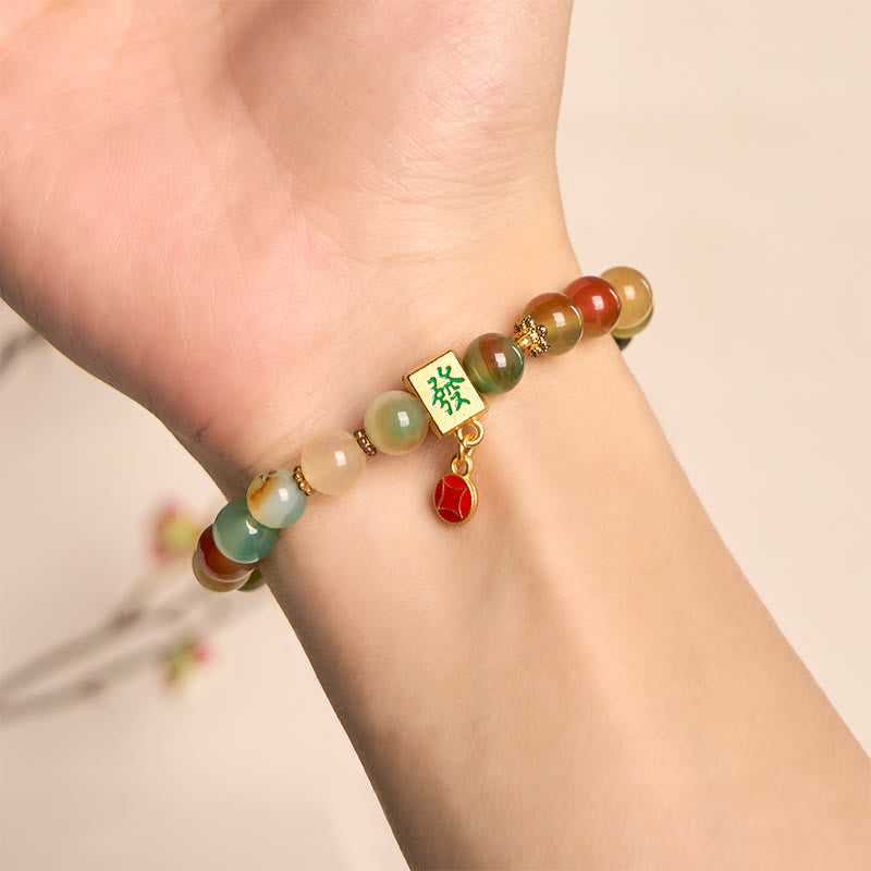 Bracelet Courage en Buddha Stones en Agate Paon Naturelle