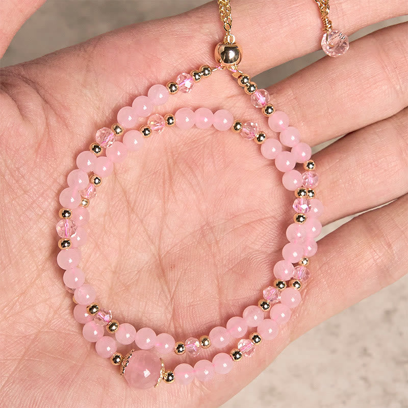 Bracelet double couche en perles de cristal rose et citrine naturelle de Buddha Stones - image 8