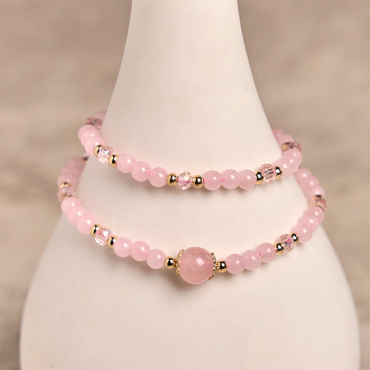 Bracelet double couche en perles de cristal rose et citrine naturelle de Buddha Stones - image 7