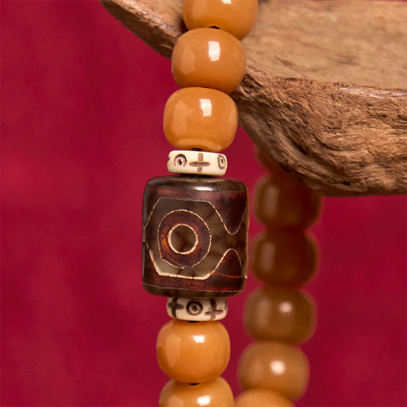 Bracelet tibétain en perles de Bodhi Dzi, Buddha Stones , pour éloigner les mauvais esprits