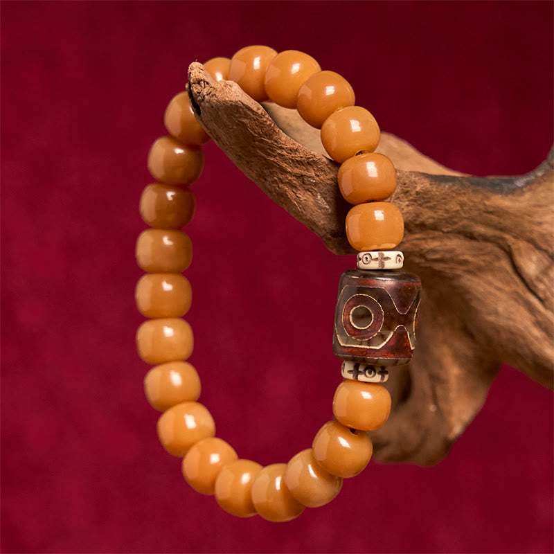 Bracelet tibétain en perles de Bodhi Dzi, Buddha Stones , pour éloigner les mauvais esprits