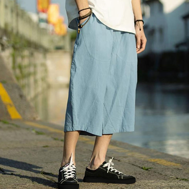 Pantalon d'été en coton et lin avec cordon de serrage et poches pour homme, taille 7-8, motif Buddha Stones - image 30
