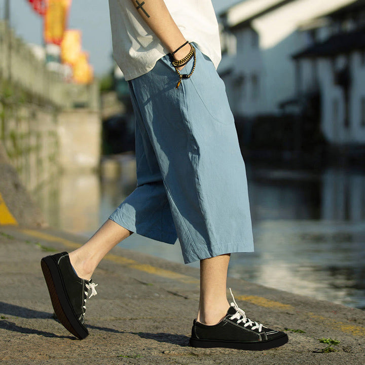 Pantalon d'été en coton et lin avec cordon de serrage et poches pour homme, taille 7-8, motif Buddha Stones - image 31