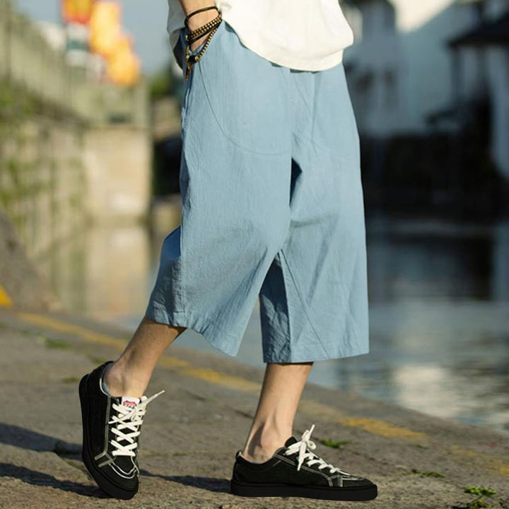 Pantalon d'été en coton et lin avec cordon de serrage et poches pour homme, taille 7-8, motif Buddha Stones - Bleu ciel profond - US/UK/AU46，EU56 (5XL) - image 29