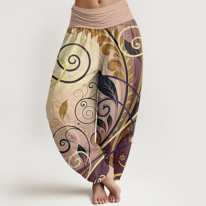 Pantalon harem femme en coton à motif floral et vigne, orné de Buddha Stones - BurlyWood - US22，UK/AU26，EU54 (6XL) - image 7