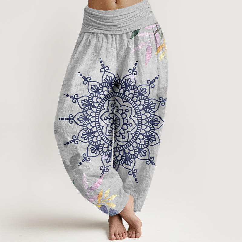 Pantalon sarouel décontracté pour femme avec motif mandala Buddha Stones - Gainsboro - US22，UK/AU26，EU54 (6XL) - image 8