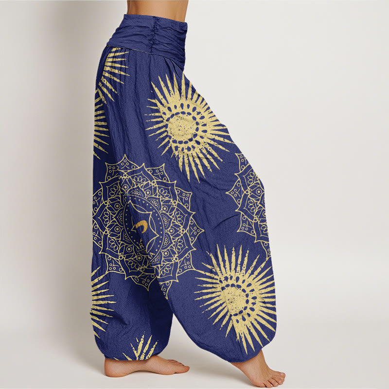Pantalon Buddha Stones décontracté pour femme avec motif mandala Om et soleil - image 6