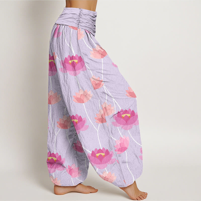 Pantalon sarouel décontracté pour femme à motif de fleurs de lotus et de Buddha Stones - image 3