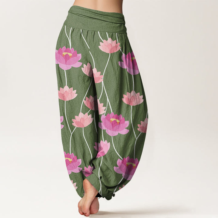 Pantalon sarouel décontracté pour femme à motif de fleurs de lotus et de Buddha Stones - image 6
