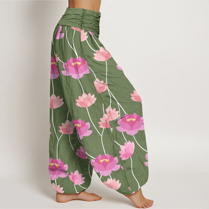 Pantalon harem pour femme en coton décontracté à motif de fleurs de lotus et Buddha Stones - image 6