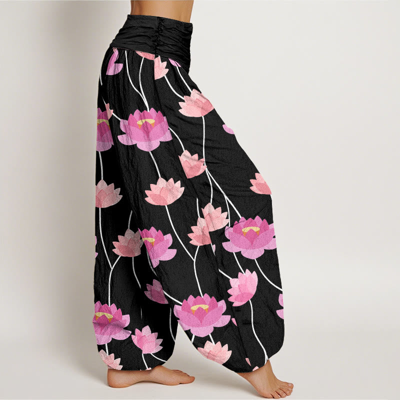 Pantalon sarouel décontracté pour femme à motif de fleurs de lotus et de Buddha Stones - image 9
