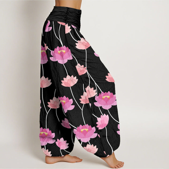 Pantalon sarouel décontracté pour femme à motif de fleurs de lotus et de Buddha Stones - image 9