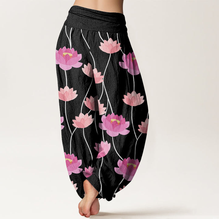 Pantalon sarouel décontracté pour femme à motif de fleurs de lotus et de Buddha Stones - image 9