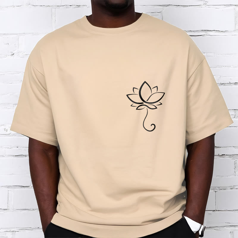 T-shirt décontracté uni à motif de fleurs de lotus et Buddha Stones - image 12