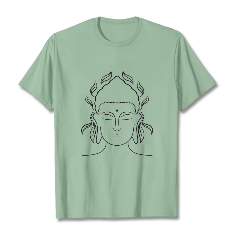 T-shirt décontracté à motif de pétales de lotus et de contours de Buddha Stones - Vert pâle - 2XL - image 15
