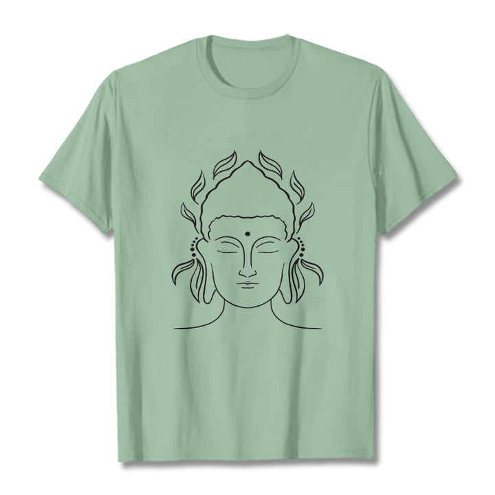 T-shirt décontracté à motif de pétales de lotus et de contours de Buddha Stones - Vert pâle - 2XL - image 15