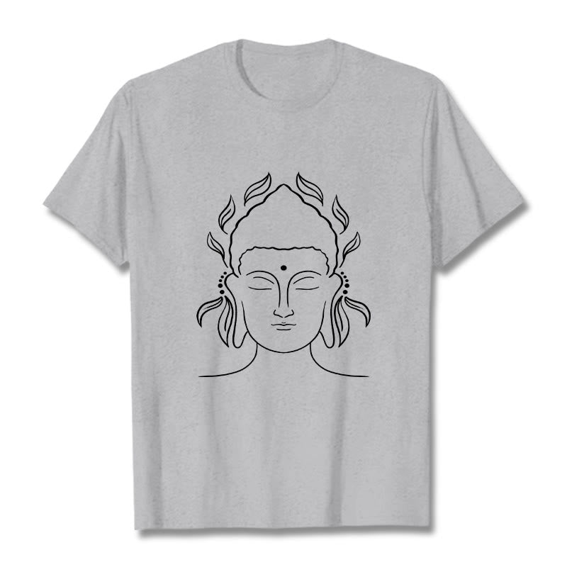 T-shirt décontracté à motif de pétales de lotus et de contours de Buddha Stones - Gris clair - 2XL - image 20