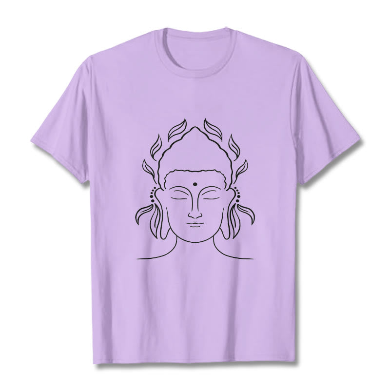 T-shirt décontracté à motif de pétales de lotus et de contours de Buddha Stones - Prune - 2XL - image 17