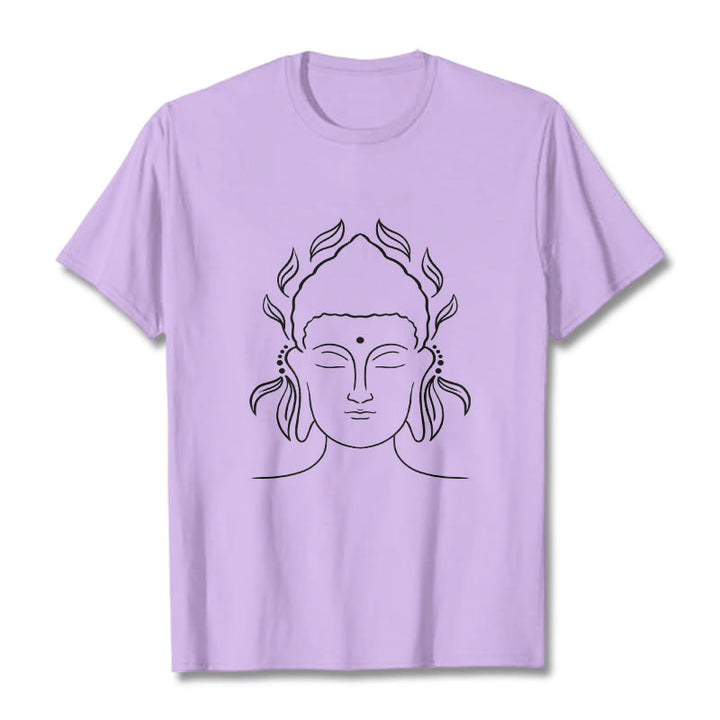 T-shirt décontracté à motif de pétales de lotus et de contours de Buddha Stones - Prune - 2XL - image 17