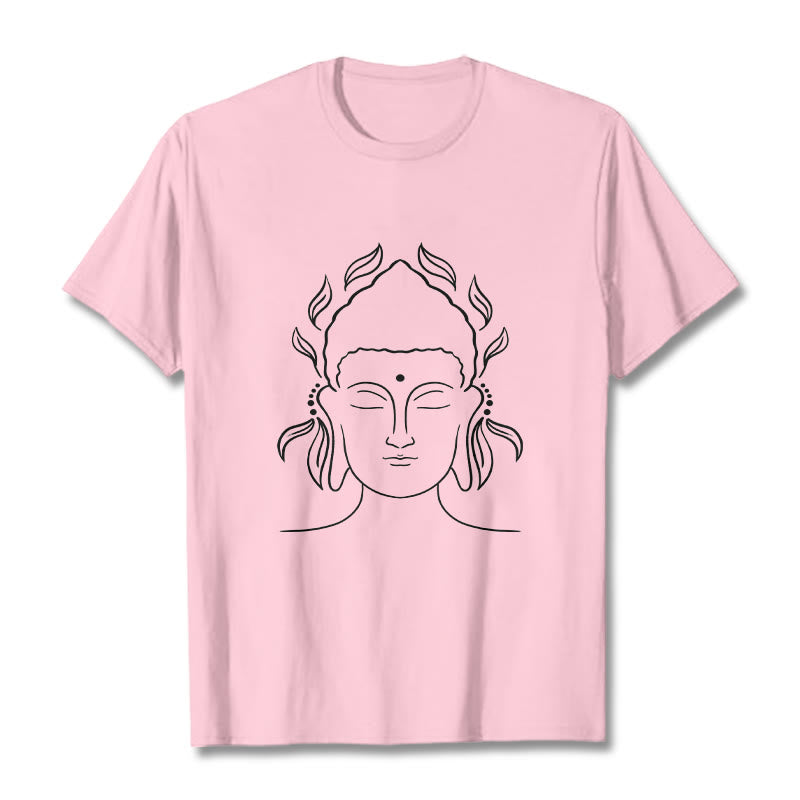 T-shirt décontracté à motif de pétales de lotus et de contours de Buddha Stones - Rose clair - 2XL - image 13