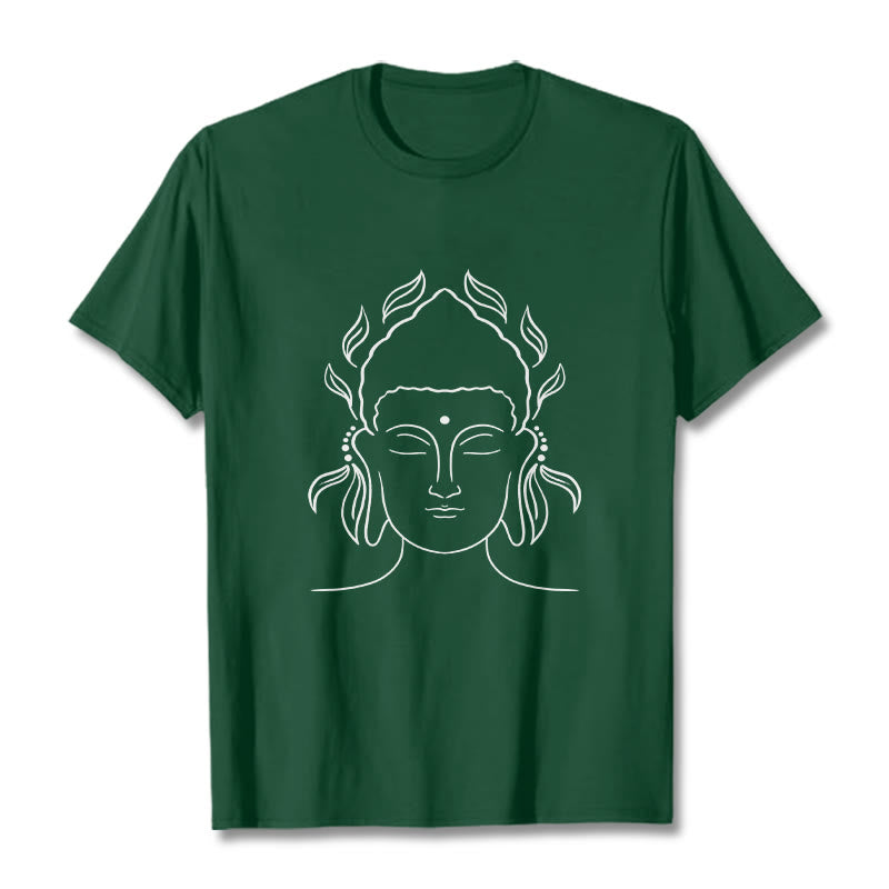 T-shirt décontracté à motif de pétales de lotus et de contours de Buddha Stones - Forêt Verte - 2XL - image 11