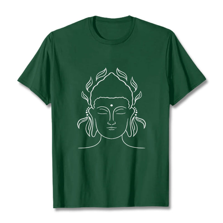 T-shirt décontracté à motif de pétales de lotus et de contours de Buddha Stones - Forêt Verte - 2XL - image 11