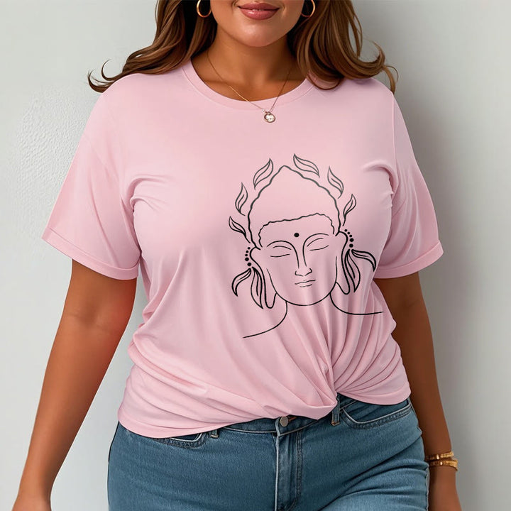 T-shirt décontracté à motif de pétales de lotus et de contours de Buddha Stones - image 14
