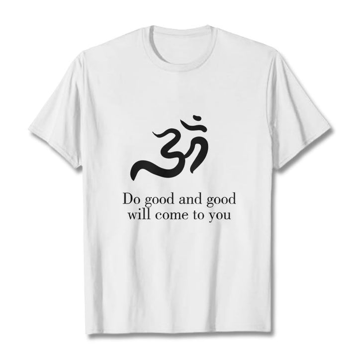 T-shirt décontracté en coton avec Buddha Stones et symbole Om, sanskrit, spirituel - Blanc - 2XL - image 6