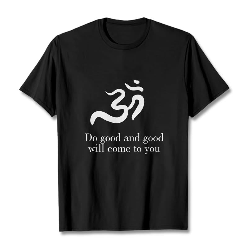 T-shirt décontracté en coton avec Buddha Stones et symbole Om, sanskrit, spirituel - Noir - 2XL - image 1