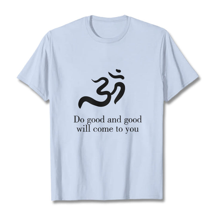 T-shirt décontracté en coton avec Buddha Stones et symbole Om, sanskrit, spirituel - Cyan clair - 2XL - image 19