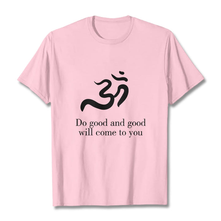 T-shirt décontracté en coton avec Buddha Stones et symbole Om, sanskrit, spirituel - Rose clair - 2XL - image 13