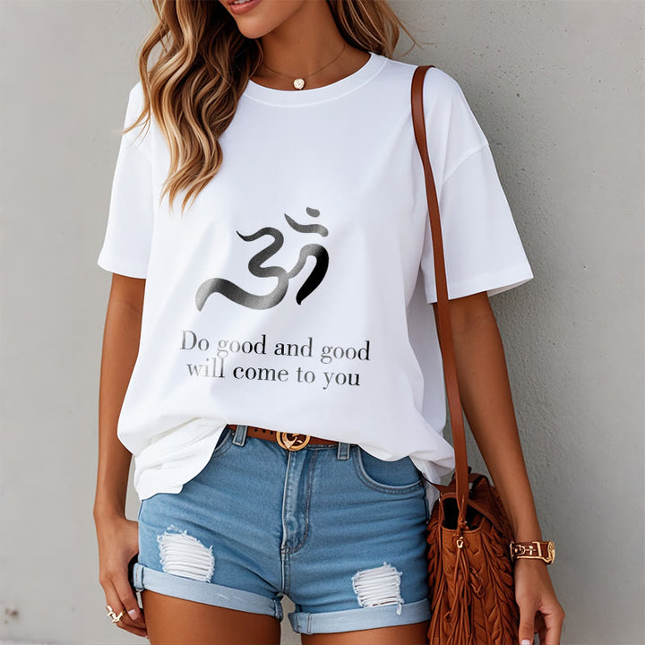 T-shirt décontracté en coton avec Buddha Stones et symbole Om, sanskrit, spirituel - image 8