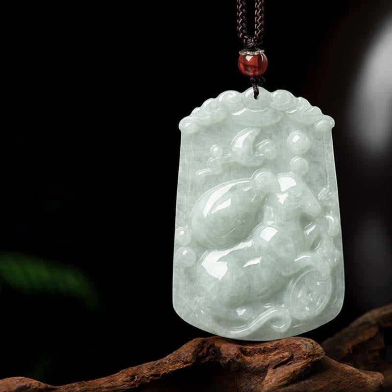 Collier pendentif amulette d'abondance en jade naturel Buddha Stones et 12 signes du zodiaque chinois - Rat - image 11