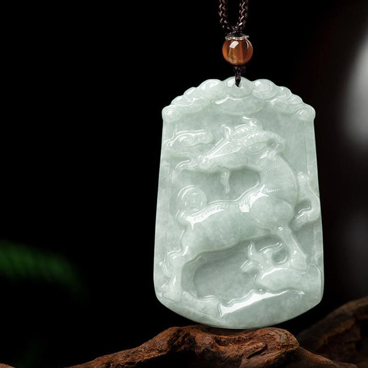 Collier pendentif amulette d'abondance en jade naturel Buddha Stones et 12 signes du zodiaque chinois - Chèvre - image 21